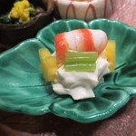 天雅 - 車海老に栗と白和え。