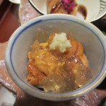 天雅 - 加減酢ゼリーの乗った函館のバフンウニの下には・・・