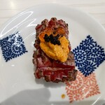 神田江戸ッ子寿司 スマートレーン北口店 - 和牛プレミアム。肉、うに、キャビアがとろけました