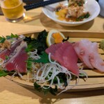 居酒屋脇田丸 - 地魚刺身三種盛り 968円　(2025.11)