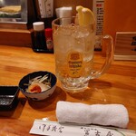 冨士屋 - メガ角ハイボール950円 お通し330円