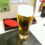 築地一功 - 刺身セットのビール