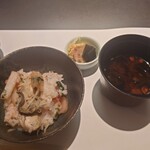 而今 - 牡蠣と大根と明太子の炊き込みご飯