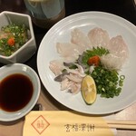 玄品 北梅田 ふぐ・うなぎ料理 - ふぐ皮湯引き、てっさ