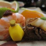 京都 吉兆 - からすみ、くわい、海老もろみ味噌、牛舌旨煮アップ