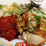 餃子の王将 - 料理写真:ほろ酔いセット　サラダ　もやしナムル　キムチ　チキン南蛮