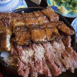 昼だけうなぎ屋 - 手前:特選和牛。