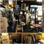 やきとり　吉野 - 雑多な店内/ライターが置いてあります/不揃いなコースター