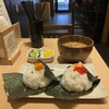 浅草おにぎり はるちゃん - おにぎり（しゃけ＋すじこ/じゃこ山椒＋卵黄醤油づけ）