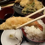 食事処 熱海 祇園 - 天麩羅刺身定食　海老天