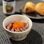 ロピア - 前菜④濃厚卵黄と合法ユッケ