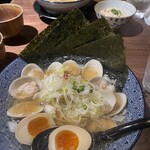 和風楽麺 四代目 ひのでや - はまぐりラーメン、トッピング味玉と海苔合計¥1680