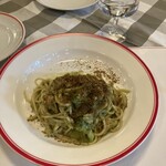 TRATTORIA AL POMPIERE - ブロッコリーのスパゲッティに、この黒い粉は何だったかなぁ？