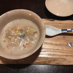 そば茶寮 澤正 - 温鉢　小芋饅頭わらび餅海老おこげ蕎麦餡仕立て