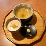 鮨 三心 - デザート(栗のおしるこ、麩菓子)