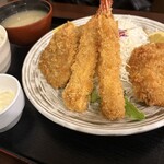 定食や - 料理写真:ミックスフライ　海老フライ　ヒレカツ　カキフライ