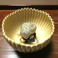 研覃 ほりべ - 真鯵・菊菜酢の物　トンブリとろろ和え