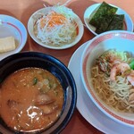 幸楽苑 - 海老味噌つけ麺+トッピング
