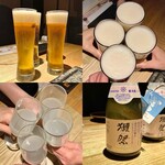 純・懐石焼鳥 串焼ちゃぼ蔵 - 「サッポロプレミアムエビス生樽（税込￥650）×4」「獺祭純米大吟醸45 にごりスパークリング180ml（税込￥1,200）×2」でカンパーイ♪