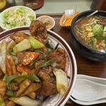 中国料理 頤和園 - 鶏と葱の炒め丼