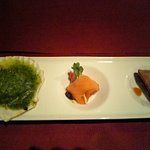 黒のｺｰｽ：前菜3種盛合せ