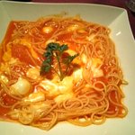 ぱすたや然流 - 黒のｺｰｽ：ﾌﾚｯｼｭﾄﾏﾄとﾓｯﾂｧﾚﾗﾁｰｽﾞのﾄﾏﾄｿｰｽ