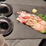博多串焼きよかろうもん - コースの大山鶏刺身3種盛り