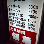 鶴亀 - 看板(2025年11月27日撮影)