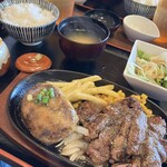 ステーキ&ハンバーグ 前田亭 - 赤身サイコロステーキ＆ハンバーグコンボ（スペシャル）