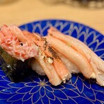 北陸金沢回転寿司 のとめぐり - 紅ズワイ蟹三種