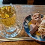 宇ち多゛ - 梅割り甘め　ナンコツとレバボイル一本ずつお酢　です