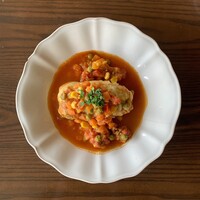 海老と豚肉 餅米のロールキャベツ ミネストローネ風