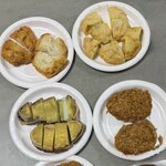 大寅 - 料理写真:玉ねぎ天・かぼちゃ天・さつまいもサンド＆コロッケ