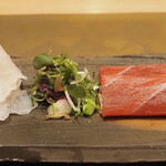 割烹さいお - 松川鰈昆布〆＆本鮪