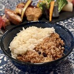 お野菜懐石＆organic cafe～manaya（安曇野）～ - Manayaごはん(\2,530)　酵素玄米ごはんと土鍋で炊いた七分づきのごはん