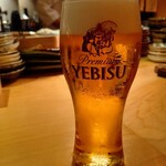 六本木 大皿焼肉 老中 - 乾杯！エビス生ビール♪ ¥880