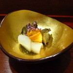 徳うち山 - 鮑の柔らか煮､海胆と墨烏賊。