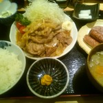 とんかつ いわい - 生姜焼定食(1500円)＋おまけ