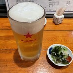 わしょく亭 - 生ビール+わかめの酢の物