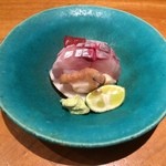 馳走屋河の - 釣アジ、にし貝、紋甲イカ、トラフグ昆布〆、かつお漬け　盛合わ・御造　※おまかせコース