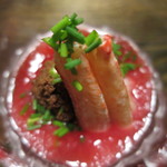 御料理 光安 - 津居山のコッペ蟹の赤大根みぞれ添えアップ