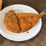 山越うどん - アジフライ、ささみチーズ