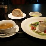 Arashiyamakohakudou - 前菜・パン付き　ソフトドリンクとスープは飲み放題