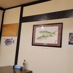 魚とめし かねむ食堂 - 店内 魚の絵
