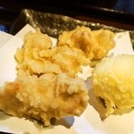 讃岐うどん 今雪 - 親子天（かしわ天＆半熟玉子天）