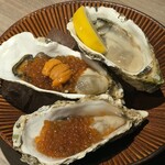 札幌かすそばtoてんぷら風土 - 下から(いくら、雲丹いくら、レモン)