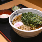 そばいち - 料理写真:春菊天そば(温)@税込620円＋半熟たまご@税込100円 │ 平日11:10頃訪問