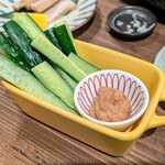 肴や ぱんだ亭 - 自家製魚味噌ディップ胡瓜