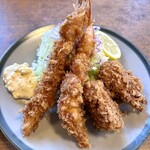 とんかつ大関 - ミックス定食（海老・ひれ）@2760円