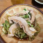 かね将 - ガツ刺し360円、酢醤油キリリと美味い